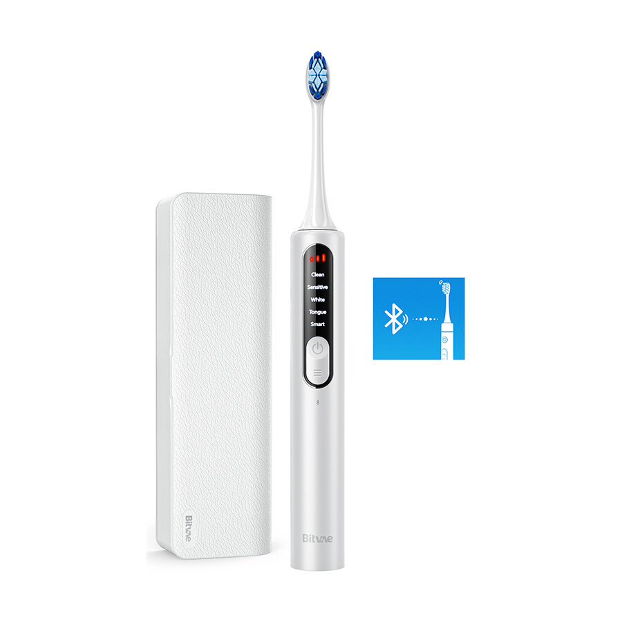Электрическая зубная щетка Bitvae S3 Smart E-Toothbrush (S3 White) с поддержкой прил. для смартфонов (чехол насадки держатель 4 колпачка для наса