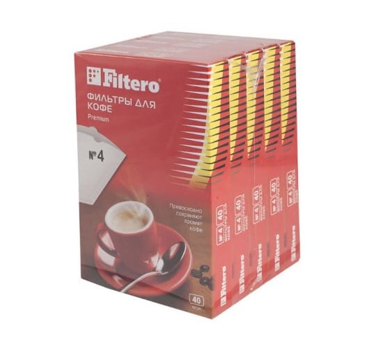 Фильтры для кофеварок Filtero Premium №4 белый 1х4 (упак. 200шт)