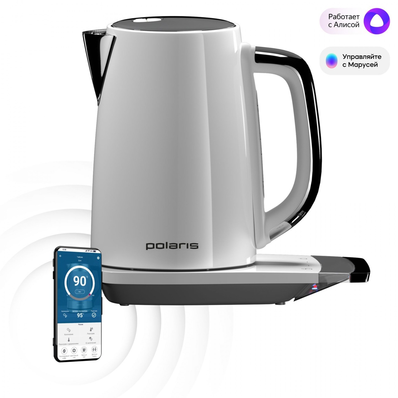Электрочайник Polaris PWK 1755CAD WIFI IQ Home белый