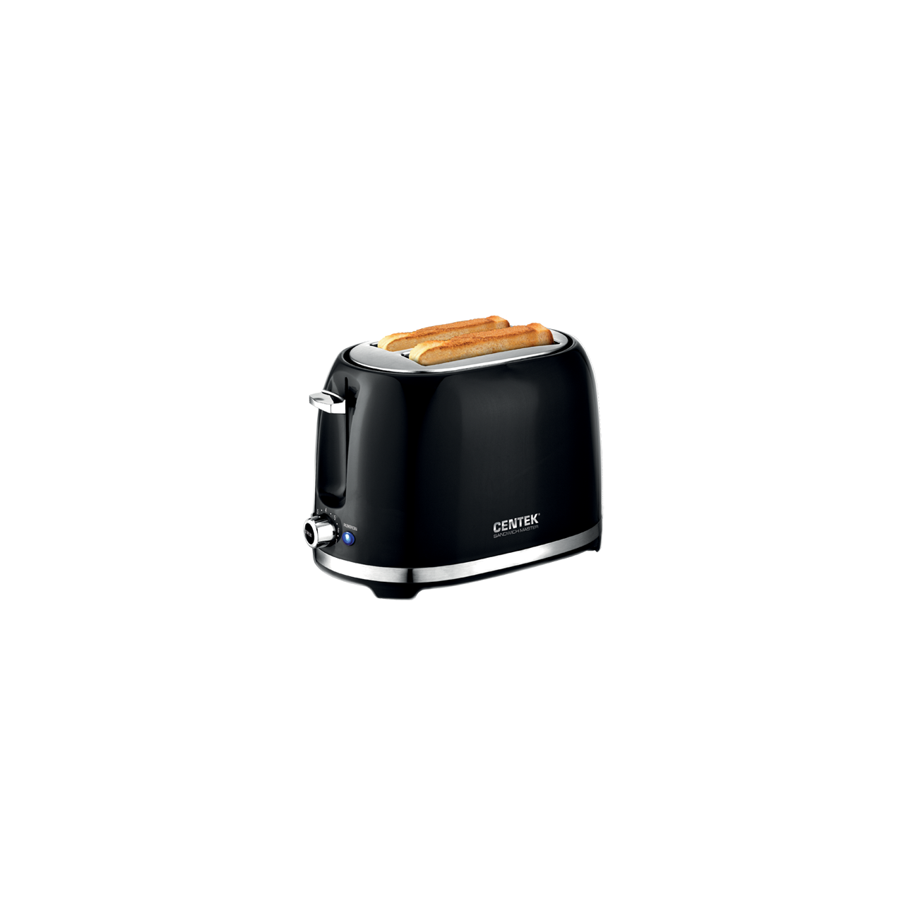 Тостер Centek СТ-1432 Black 850Вт, 7 ур. прожарки, 2 тоста, поддон, стоп, подогрев, разморозка