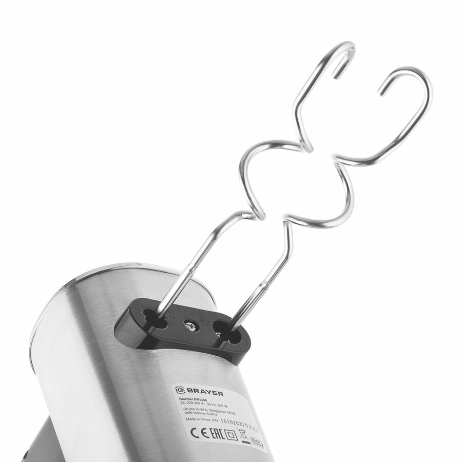 Миксер BRAYER BR1306, 800 Вт, 5 скор.реж, турбо,насад. венчики, насад для взбивания
