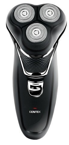 Бритва Centek CT-2176 (черн/хром) ротор, 3 плавающие головки, аккумулятор + работа от сети, триммер