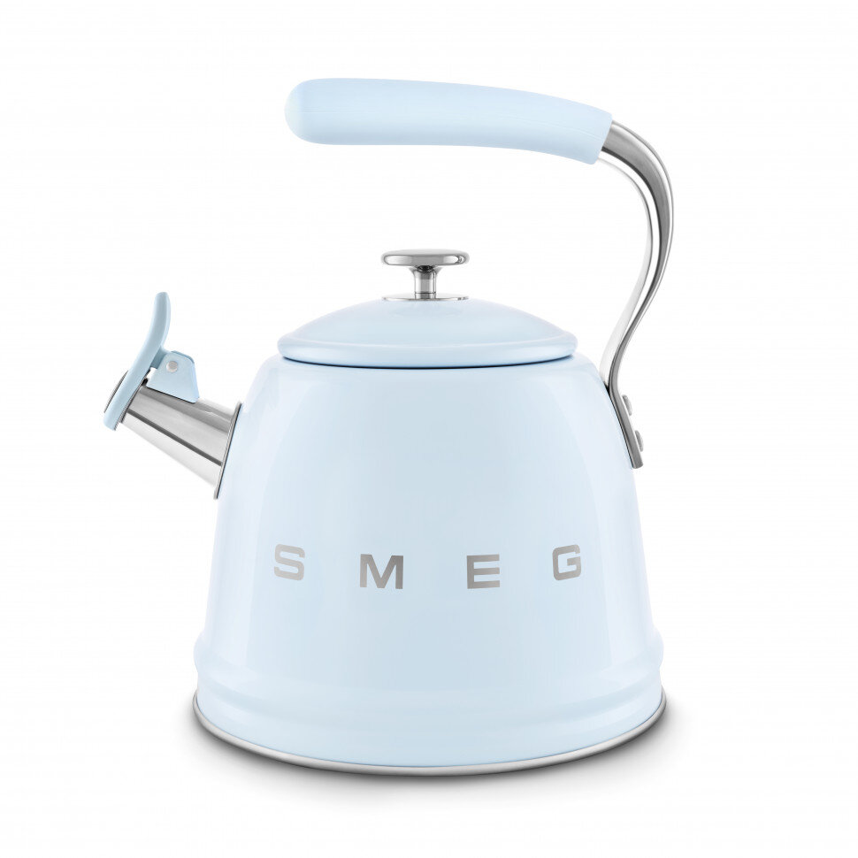 Электрочайник SMEG WKF01PB стиль 50-х гг, со свистком, 2.3л, индикация уровня воды, пастельный голубой