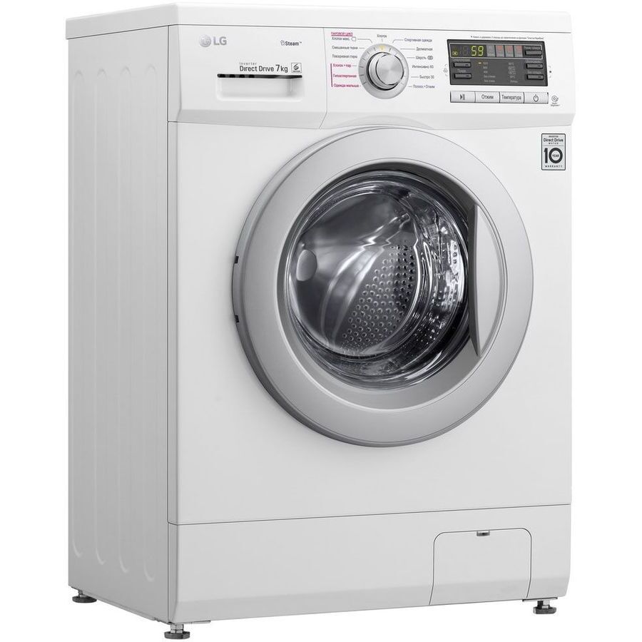 Стиральная машина LG F1296HDS1 белый, 60x44x85 см, фронтальная 7кг, 1200 об/мин, классы А/А/В