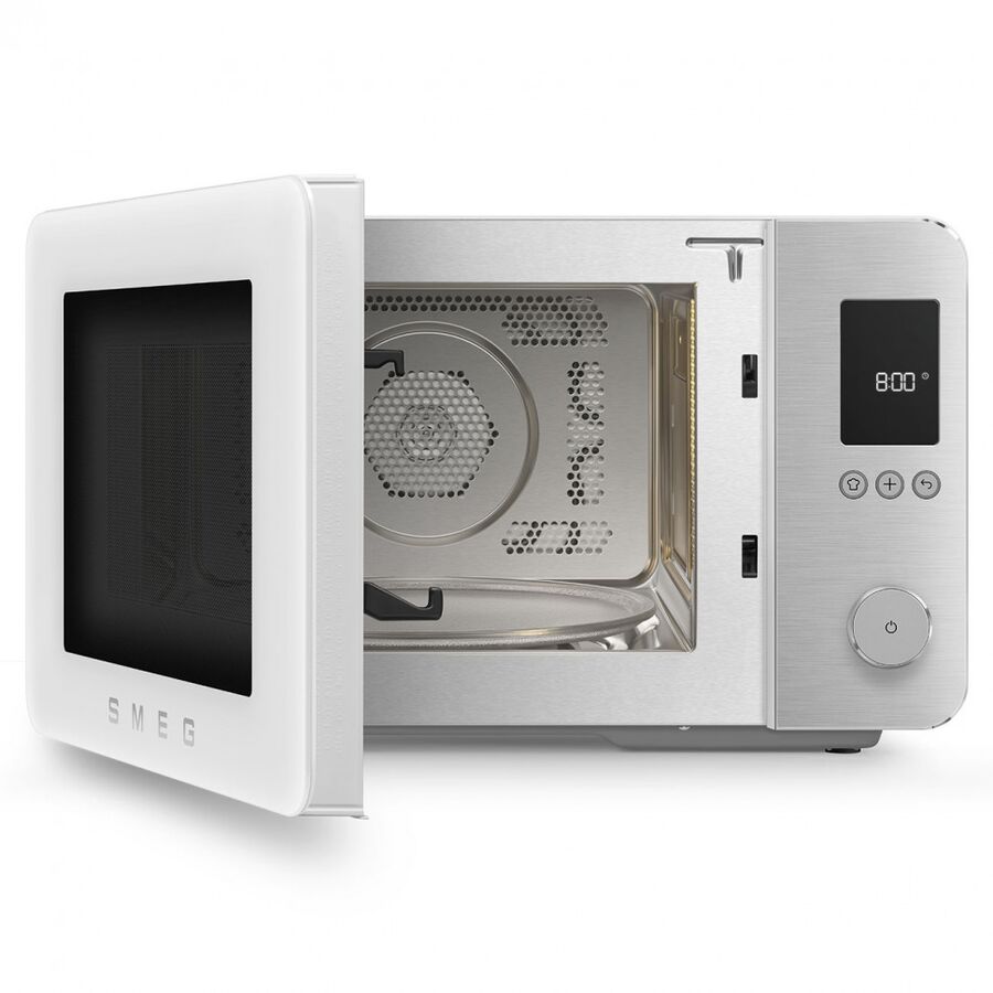 Микроволновая печь SMEG MOC02WHMEU отдельностоящая, объем 27л, 9 функции приготовления, аэрогриль, 25 автоматических программ, быстрый старт
