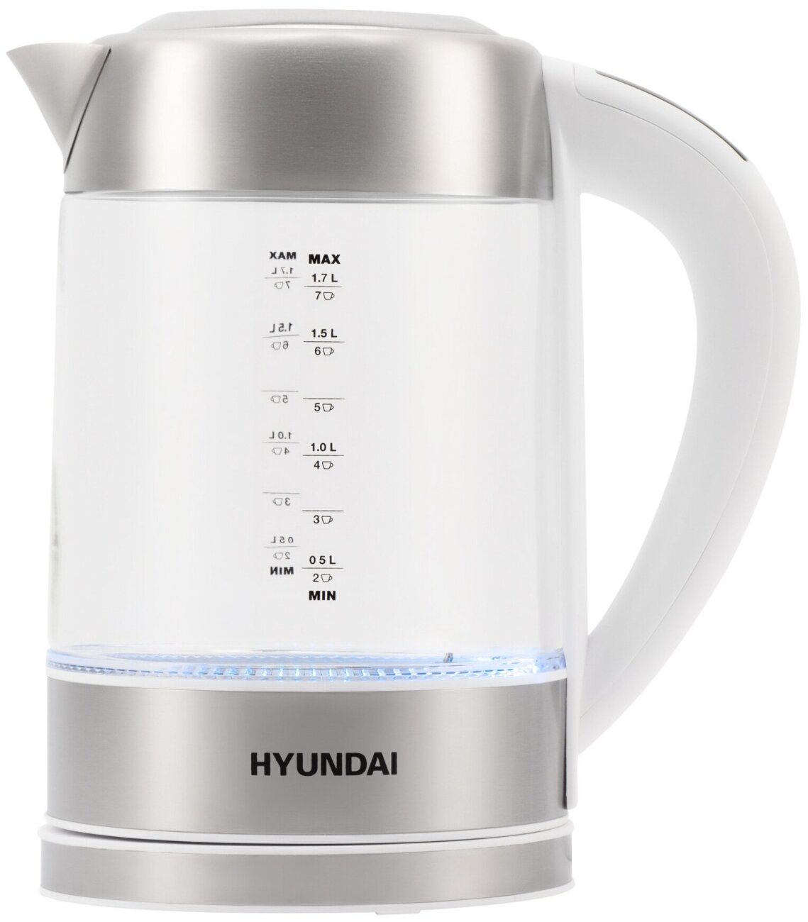 Электрочайник Hyundai HYK-S5807 белый/серебристый