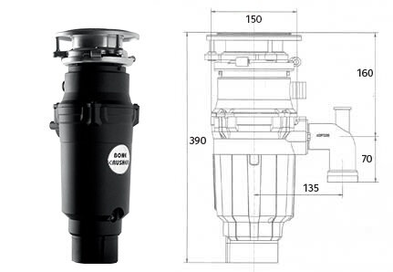 Измельчитель пищевых отходов Bone Crusher BC910-SL Slim Line