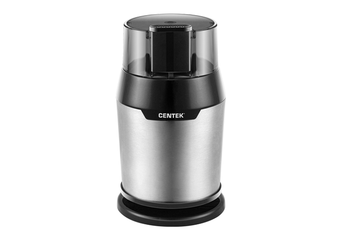 Кофемолка Centek CT-1362 сталь 200Вт, 60гр, стальн стакан, стальн чаша, прозрачная крышка