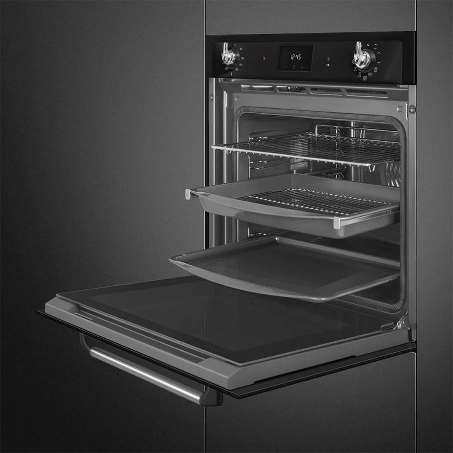 Духовой шкаф электрический SMEG SOP6900TN многофункциональный c пиролизом, 60см, 9 функций, чёрный