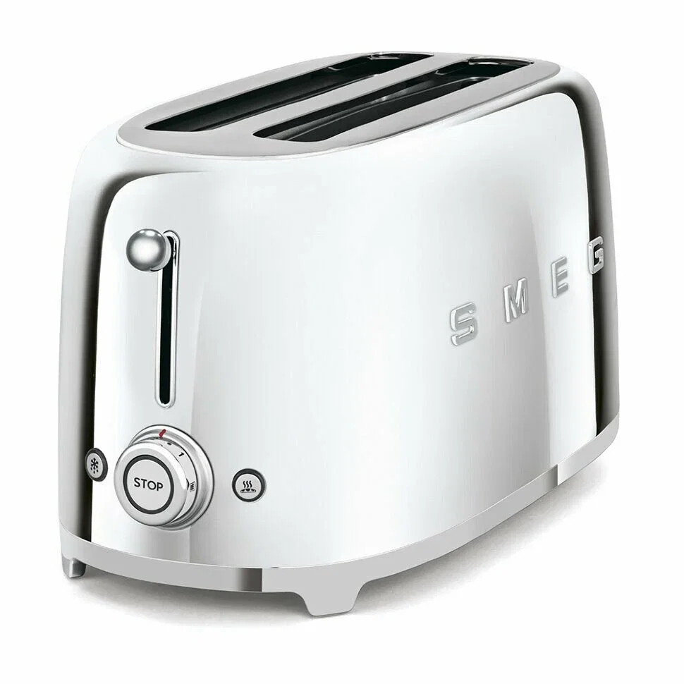 Тостер SMEG TSF02SSEU Стиль 50-х г.г, 4 ломтика, корпус из нержавеющей стали, 6 уровней поджаривания, хром