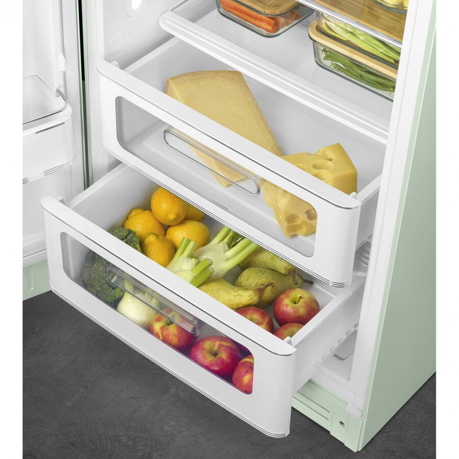 Холодильник SMEG FAB28LPG6 отдельностоящий, стиль 50-х, однокамерный, внутренняя морозильная камера, объем 270л, LED освещение, инверторный компрессор