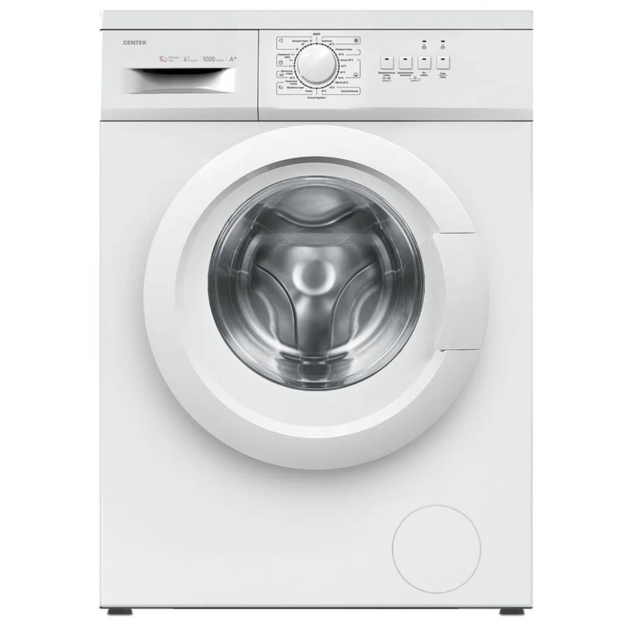 Стиральная машина Centek CT-1901 (белый) 1000 / 6кг / 40см / 23пр / Очистка барабана / Пар / A+
