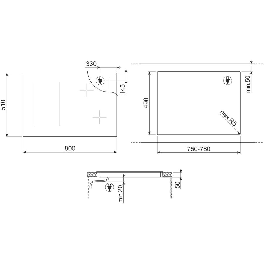 Варочная панель SMEG SIM3864D черное стекло