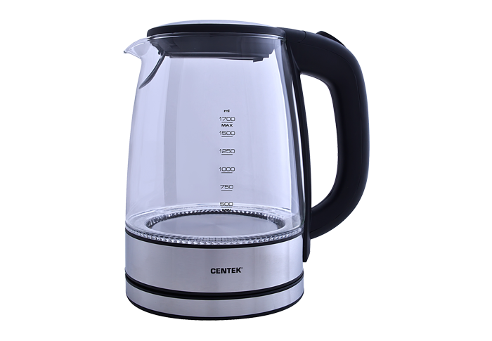 Чайник Centek СТ-0030 стекло 1.7л. 2200Вт, внутр. LED подсветка .защита от вкл б/воды