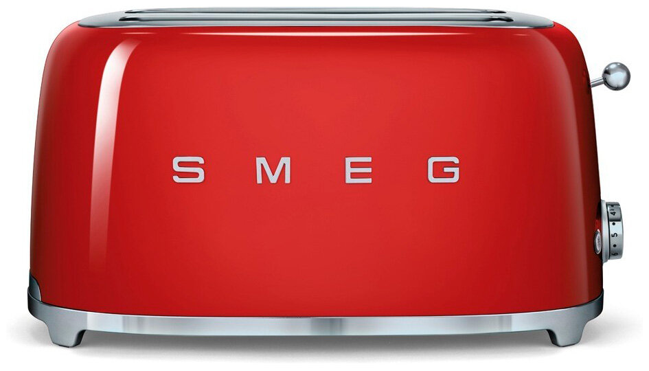 Тостер SMEG TSF02RDEU стиль 50-х, 4 ломтика, корпус из нержавеющей стали, 6 уровней поджаривания, красный