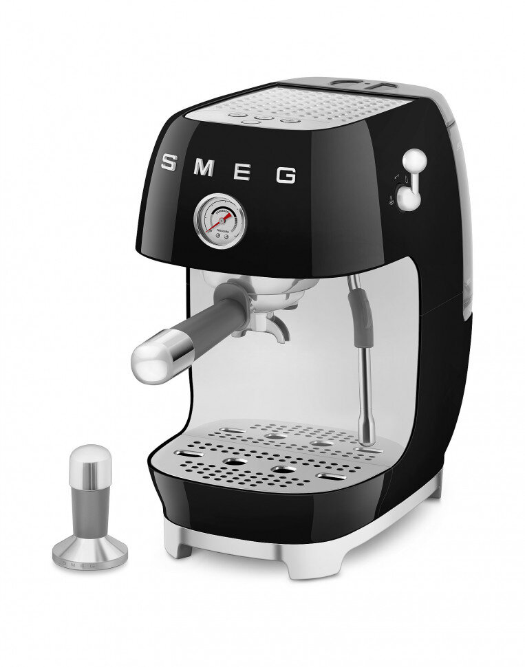 Кофемашина SMEG ECF03BLEU стиль 50-х годов функция одинарный/двойной, сигнал о необходимости очистки, давление 15 бар, капучинатор