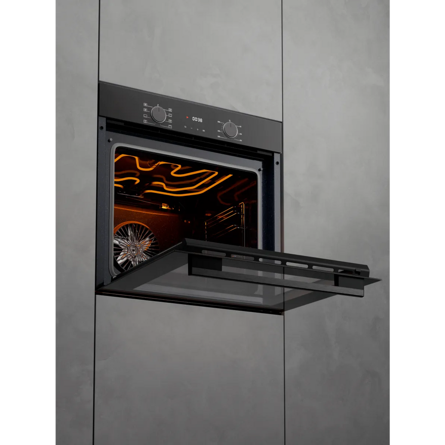 Духовой шкаф Kuppersberg HF 608 Black High-Tech, 85л, поворотное управление/сенсорный дисплей, утапливаемые ручки, LED таймер