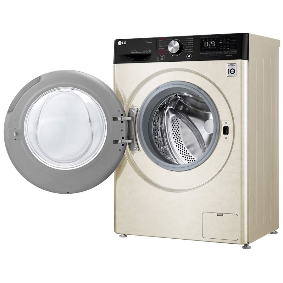 Стиральная машина LG F2V5HS9B 85x60x45см кл.:A фронт. макс.:7кг бежевый, люк-черный, 1200 об/мин