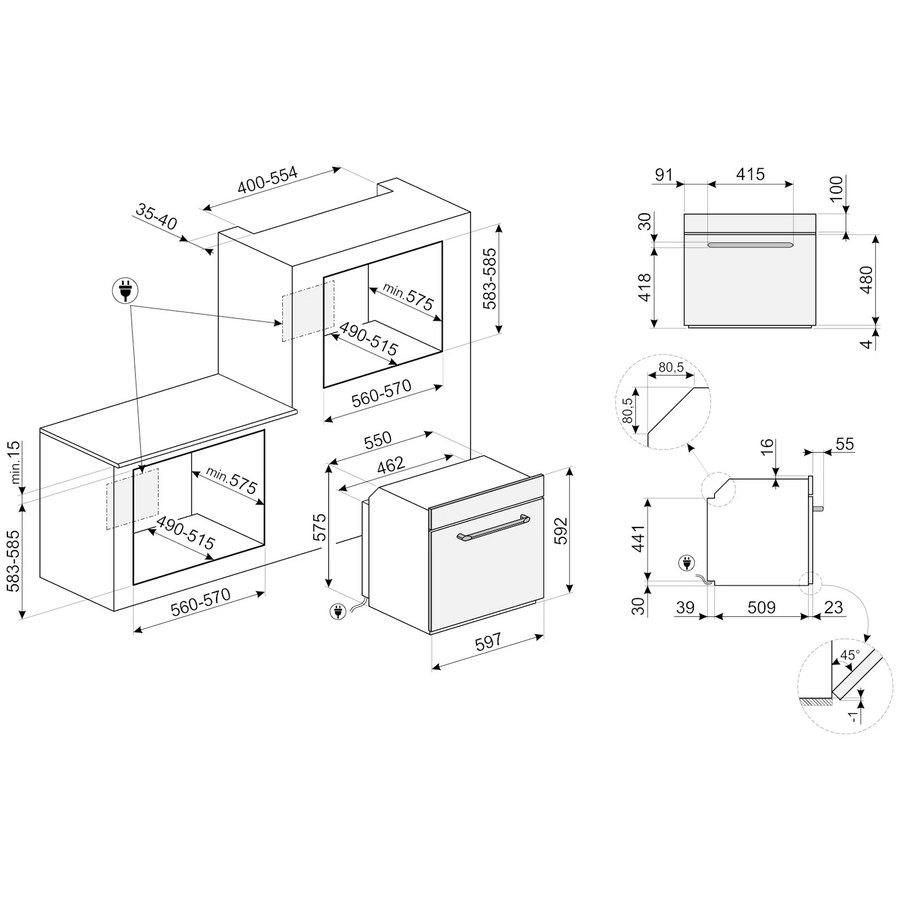 Духовой шкаф SMEG SF6905N1 Victoria многофункциональный, 60см, 6 функций, черный
