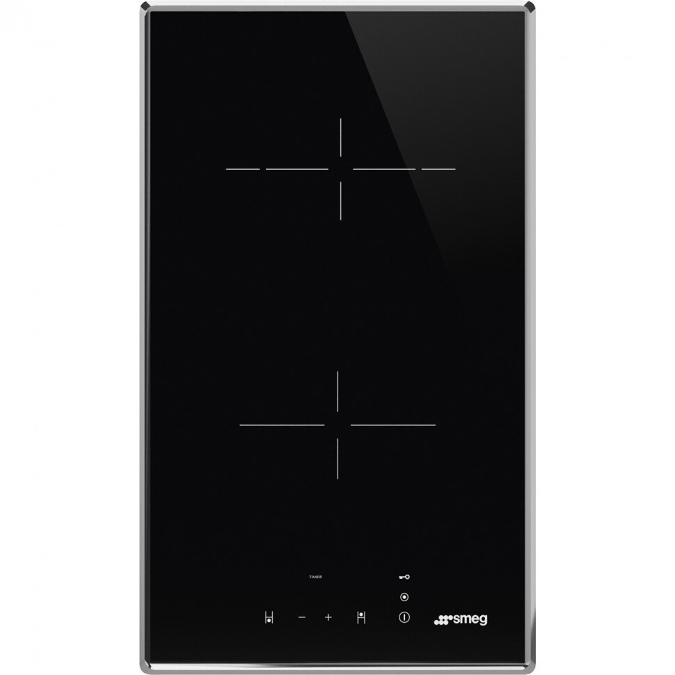 Варочная поверхность SMEG SE232TX2 индукция, 30см, 2 зоны нагрева, цифровой дисплей, сенсорное управление, прямой край, 9 уровней мощности