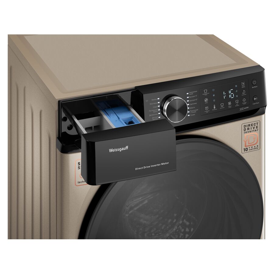 Стиральная машина Weissgauff WM 59411 Direct Drive Inverter Steam Champagne