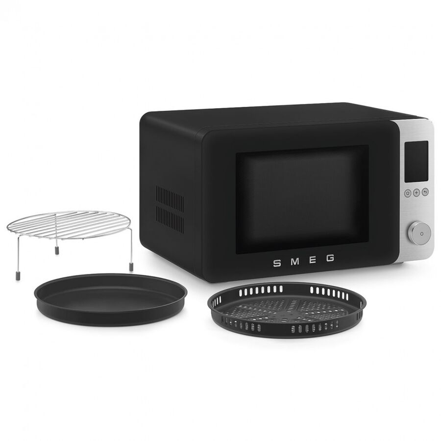 Микроволновая печь SMEG MOC02BLMEU отдельностоящая, объем 27л, 9 функции приготовления, аэрогриль, 25 автоматических программ, быстрый старт