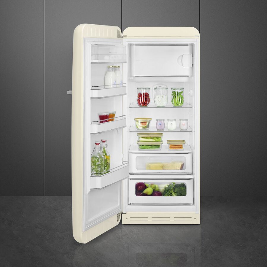 Холодильник SMEG FAB28LCR6 отдельностоящий однодверный стиль 50-х годов, 60см, кремовый, петли слева