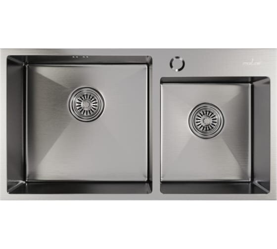 Мойка Mixline Pro 547240 настольный монтаж/72x40 3,0/2-х чашевая/выпуск 3 1/2/22см с сифоном сатин