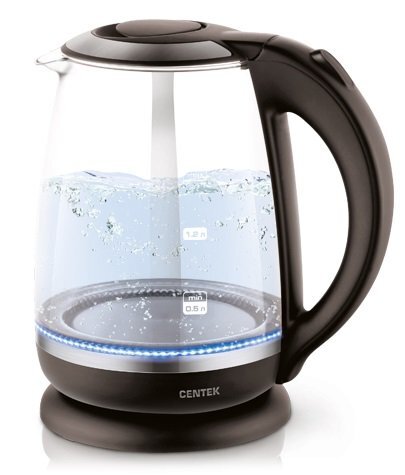 Чайник Centek CT-0015 <Sevilla> стекло, 2.0л, 2200Вт, внутрення LED подсветка, кнопка