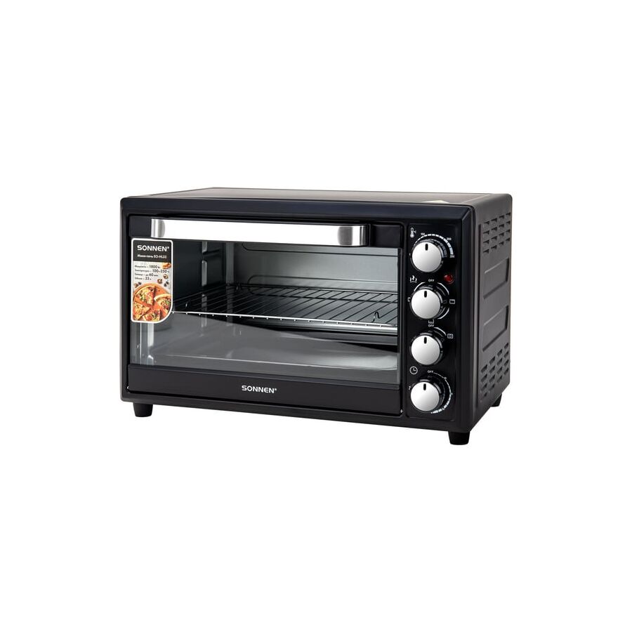 Мини-печь SONNEN EO-HL33 (458305) 1800Вт, 33л, 3 режима нагрева, таймер, механическое управление, черная