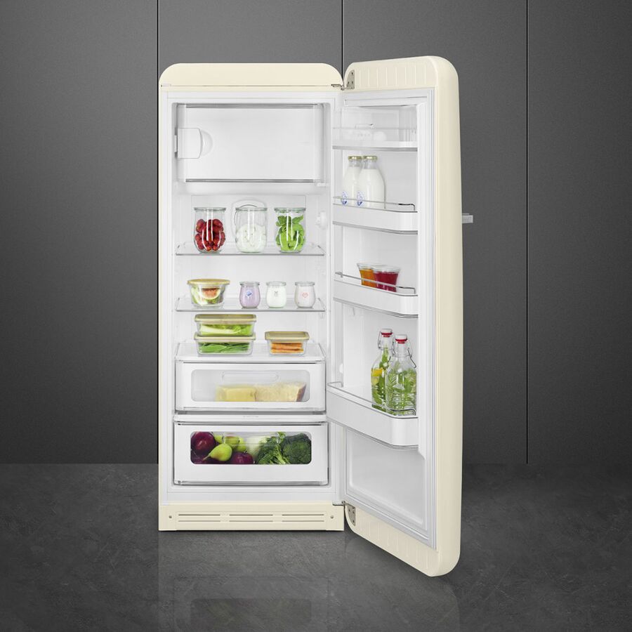 Холодильник SMEG FAB28RCR6 отдельностоящий, стиль 50-х, однокамерный, внутренняя морозильная камера, объем 270л, инверторный компрессор
