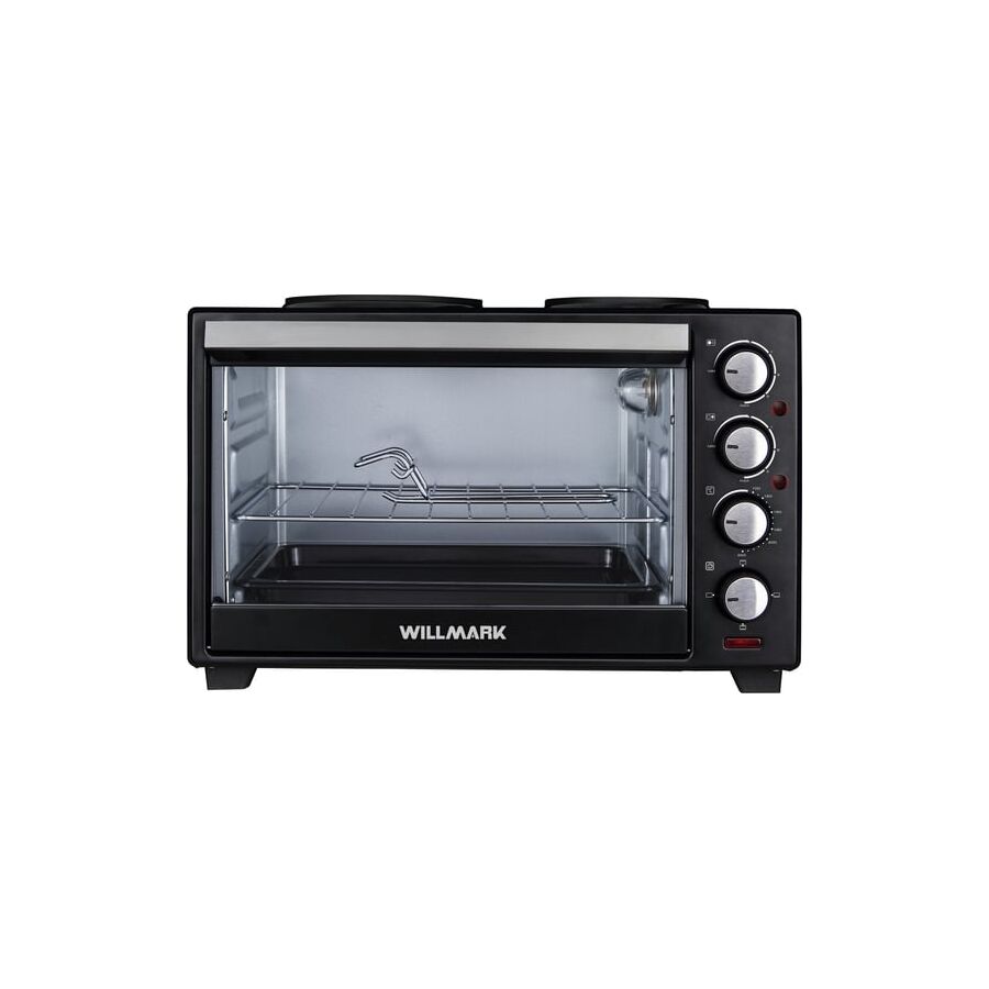 Мини-печь WILLMARK WHO-321BL 30л, 2 чугун.конф.1000+750Вт, лампа, 4 линейных ТЭНа, черн