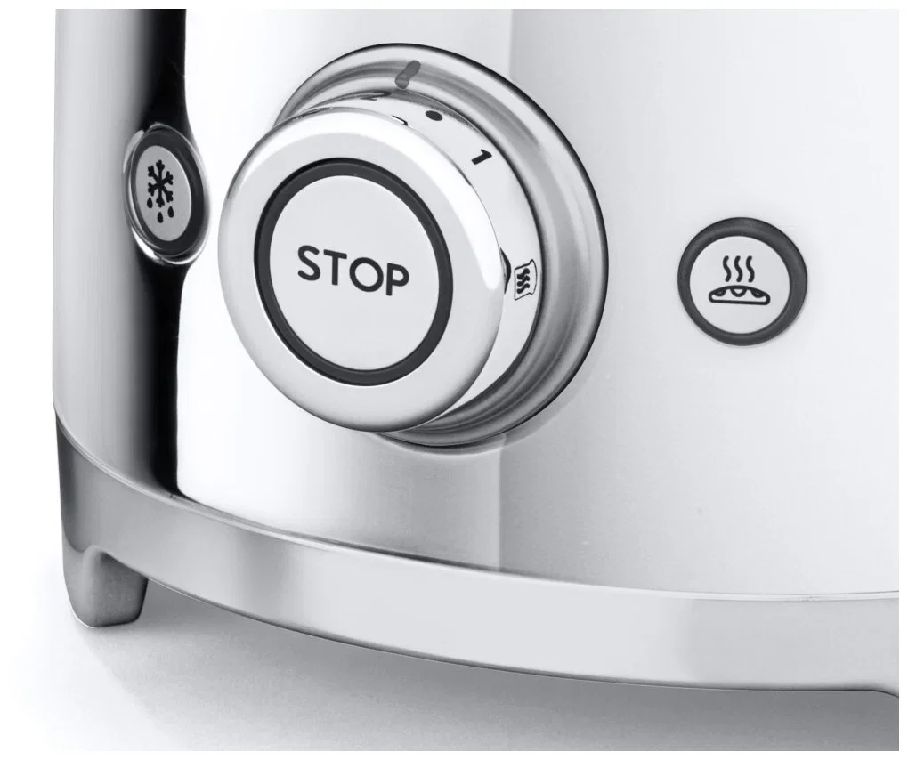 Тостер SMEG TSF02SSEU Стиль 50-х г.г, 4 ломтика, корпус из нержавеющей стали, 6 уровней поджаривания, хром
