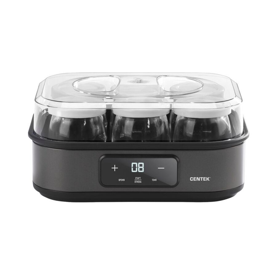 Йогуртница Centek CT-3130 6 стекл. баночек таймер, электрон. управление, сталь корпус