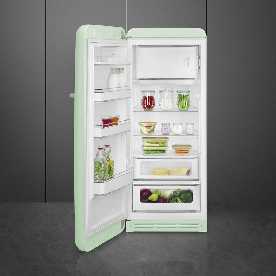 Холодильник SMEG FAB28LPG6 отдельностоящий, стиль 50-х, однокамерный, внутренняя морозильная камера, объем 270л, LED освещение, инверторный компрессор