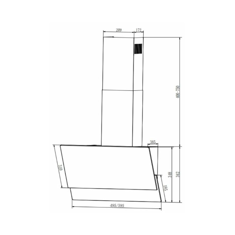 Вытяжка каминная Elikor Vertex WH 50 белый управление: сенсорное 243072