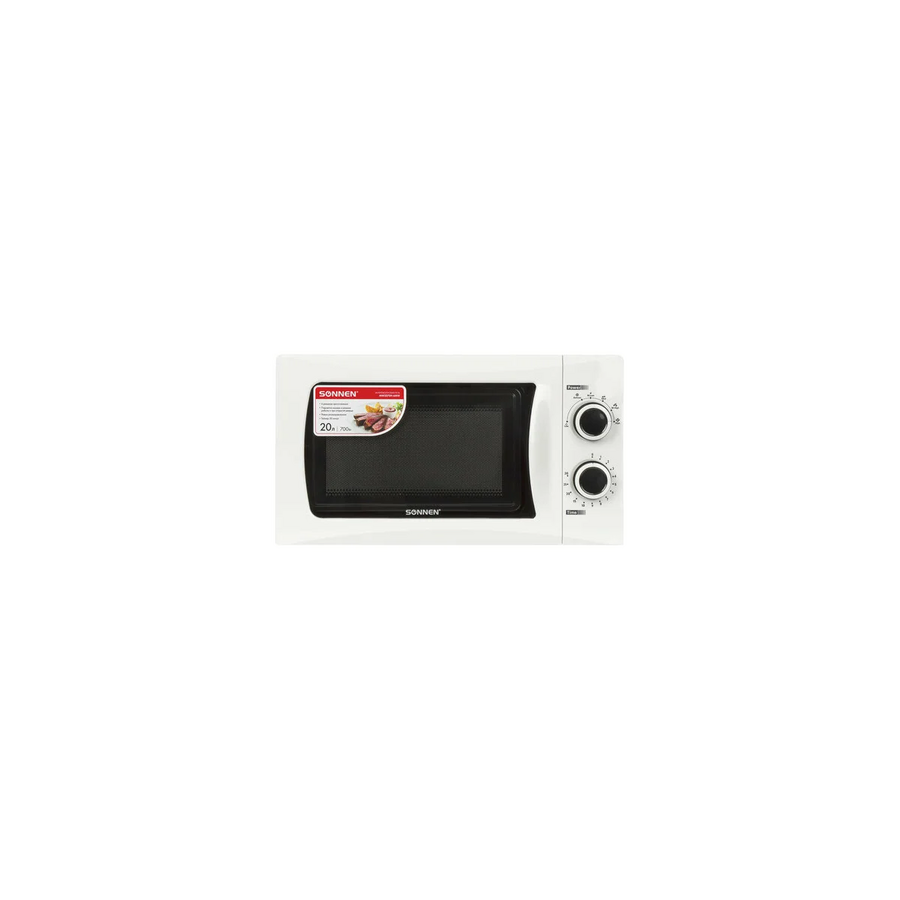 Микроволновая печь SONNEN MW2070H-6MW, 20л, 700Вт, таймер, механическое управление, белая