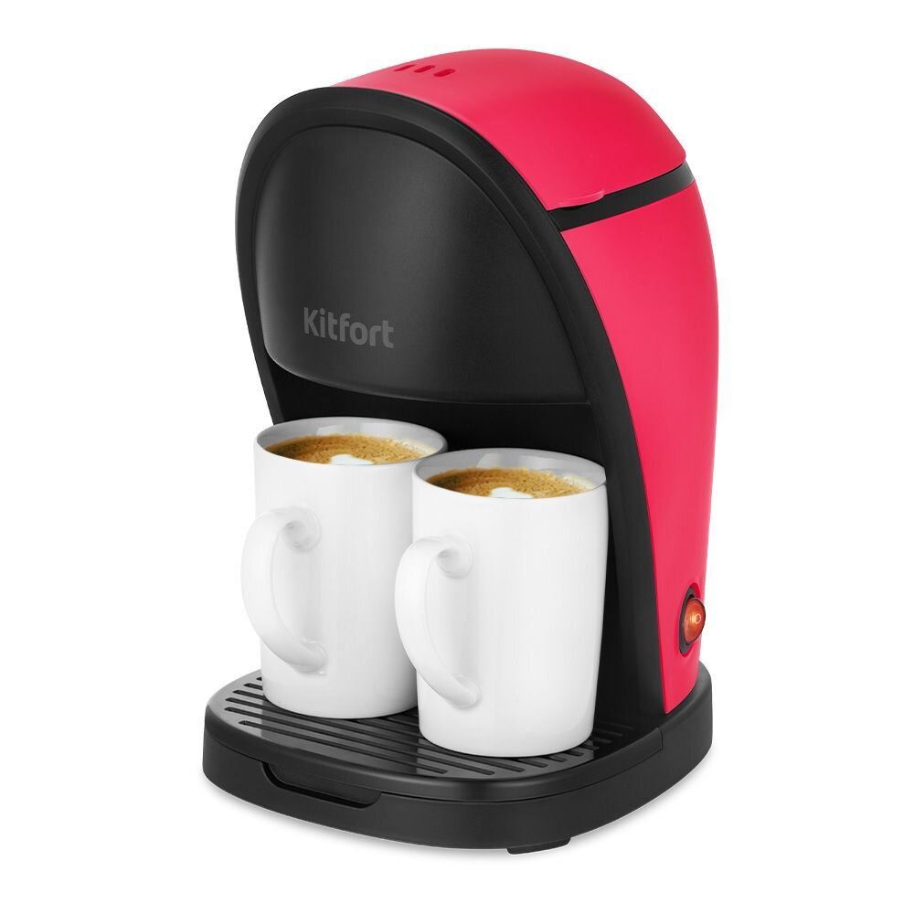 Кофеварка KITFORT КТ-7188-1 черно-малиновый