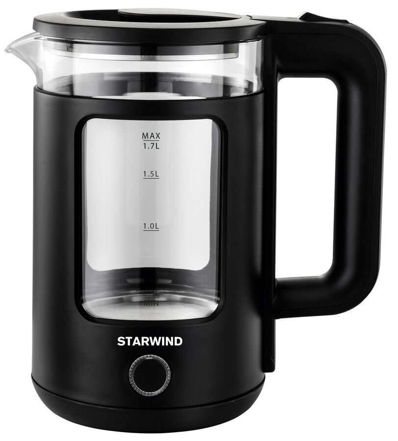 Чайник Starwind SKG1053 1.7л. 1800Вт черный (стекло)