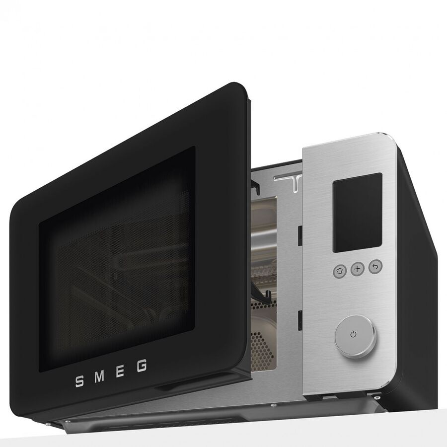 Микроволновая печь SMEG MOC02BLMEU отдельностоящая, объем 27л, 9 функции приготовления, аэрогриль, 25 автоматических программ, быстрый старт