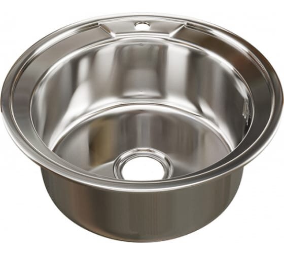 Мойка Mixline 528183 круг d 49 0,8 вып 3 1/2 глуб чаши 18см с сифоном