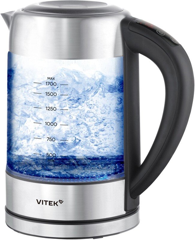Электрочайник Vitek VT-WK1046 черный/серебристый, корпус: стекло/металл