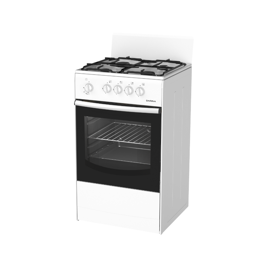 Плита Газовая Darina S GM 441 001 W белый, 85x50x50см, 4 конфорки, духовка 50 л