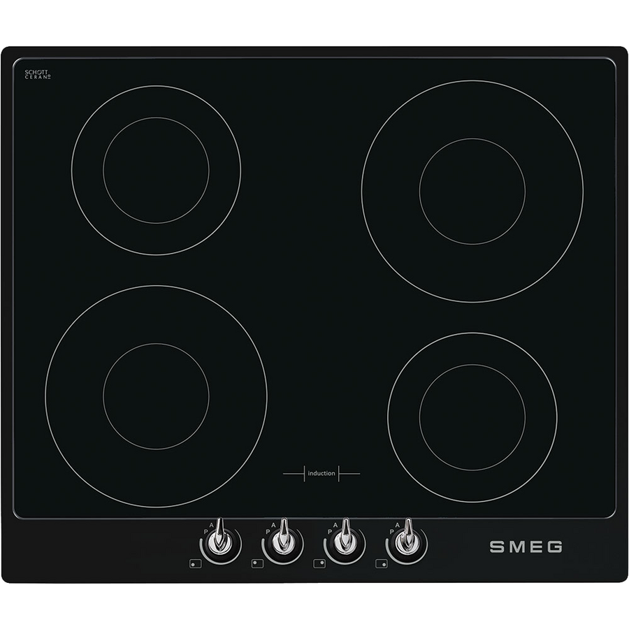 Встраиваемая индукционная панель SMEG SI964NM Victoria 60см, поворотные переключатели, черная, стеклокерамика