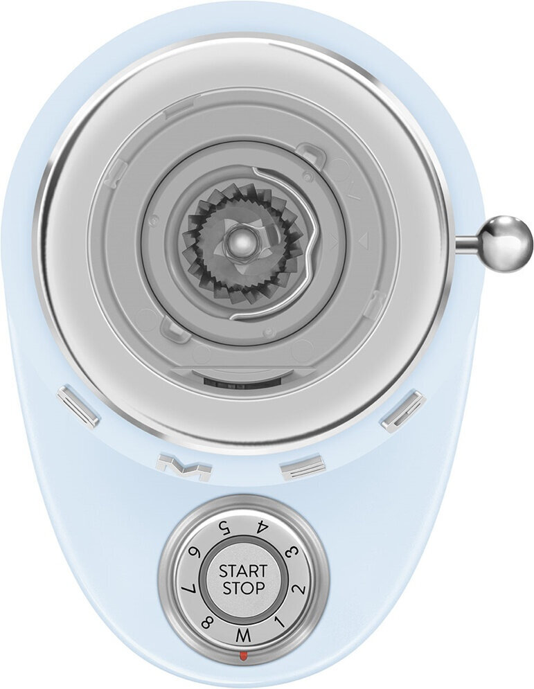 Кофемолка SMEG CGF03PBEU стиль 50-х гг, 15 уровней помола, конические жернова, объем контейнера для кофе 240г пастельный голубой