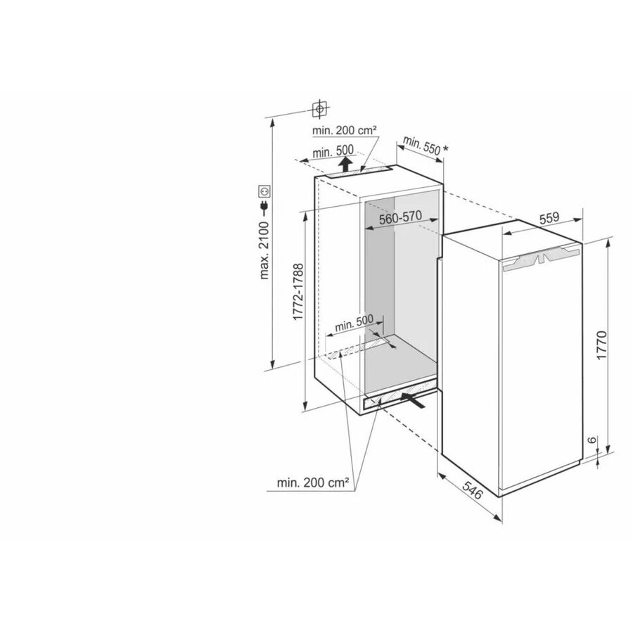Встраиваемый холодильник LIEBHERR IRd 5101-22 001 Eiger, ниша 178, Pure, EasyFresh, с МК, door-on-door