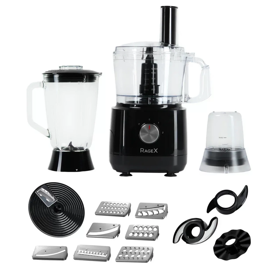 Кухонный комбайн RageX R103-000 12 в 1 RAGEX R103, 1.2л, 1000Вт, черный