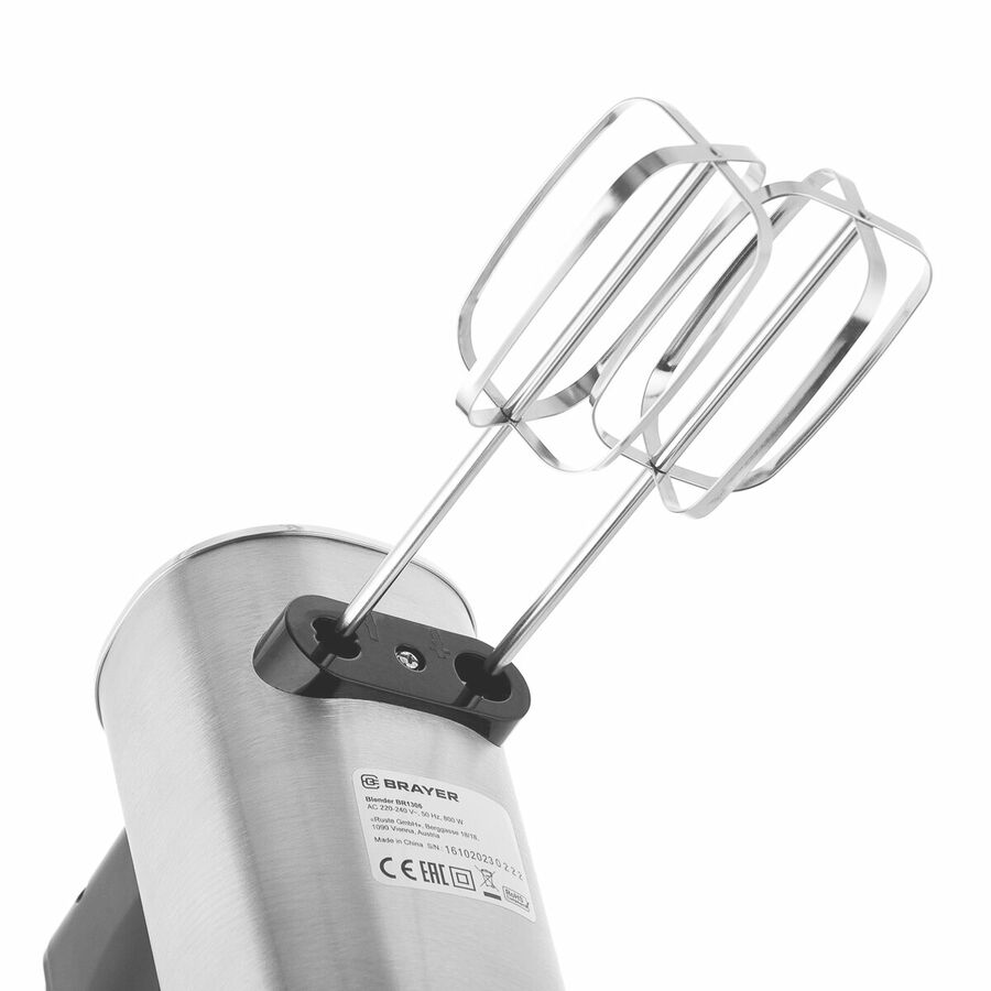 Миксер BRAYER BR1306, 800 Вт, 5 скор.реж, турбо,насад. венчики, насад для взбивания