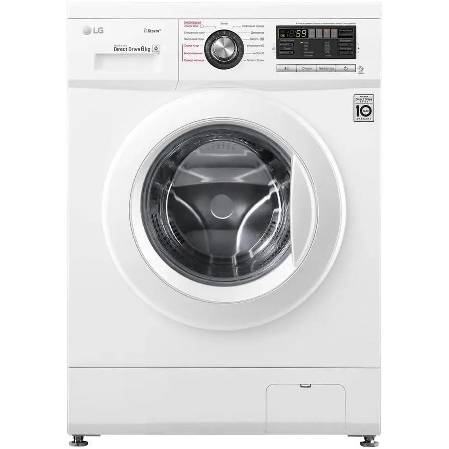 Стиральная машина LG F1296NDS0 60x44x85 см :A фронт. макс.:6кг белый 1200 об/мин, пар