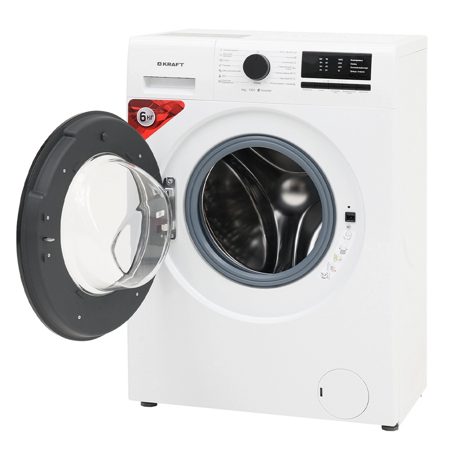 Стиральная машина KRAFT WM KF-EN6106W с фронтальной загрузкой 6кг 1000об/мин инверторная